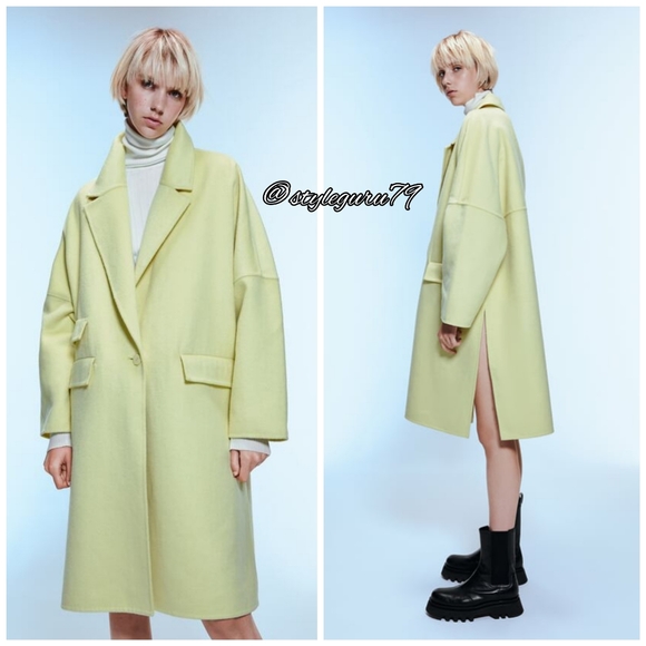 Zara Jackets & Blazers - NWT, Zara, Light Yellow Wool Blend Jacket